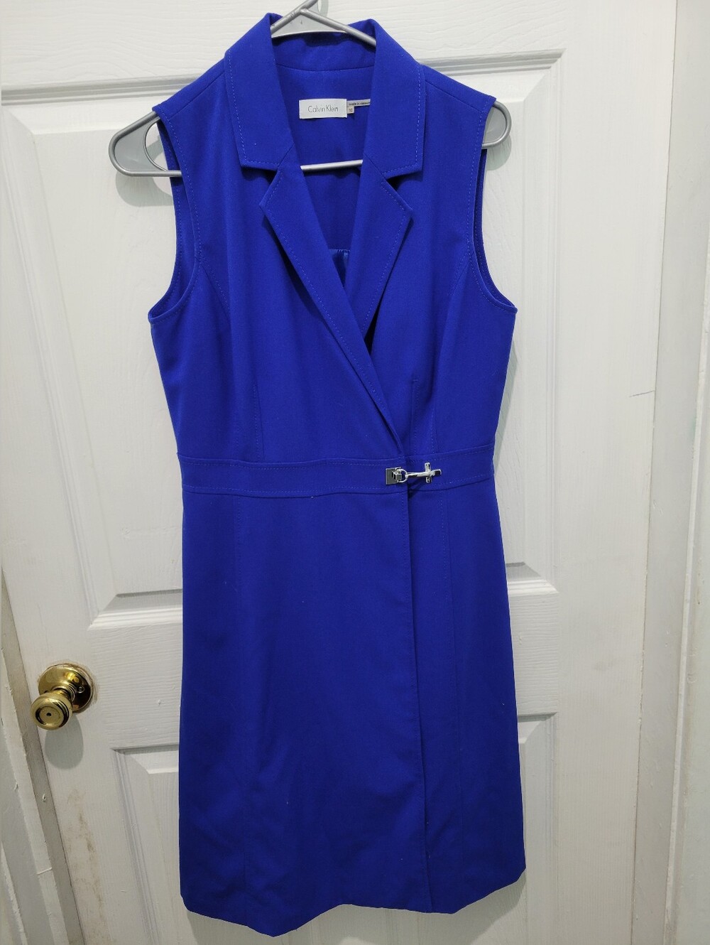 Calvin Klein Cobalt Sleeveless Wrap Sheath Dress